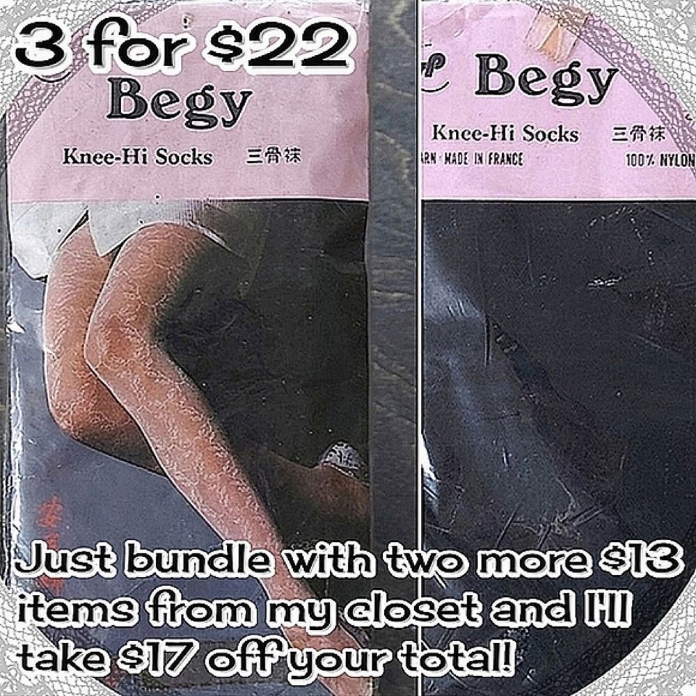 80s Deadstock black knee-high stockings